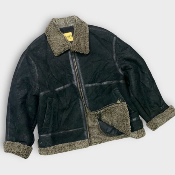 Vintage Danier Shearling Leather Aviator Bomber Jacket - Picture 7 of 14